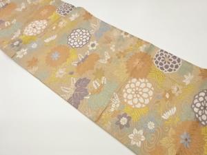 草花に流水模様織出し袋帯